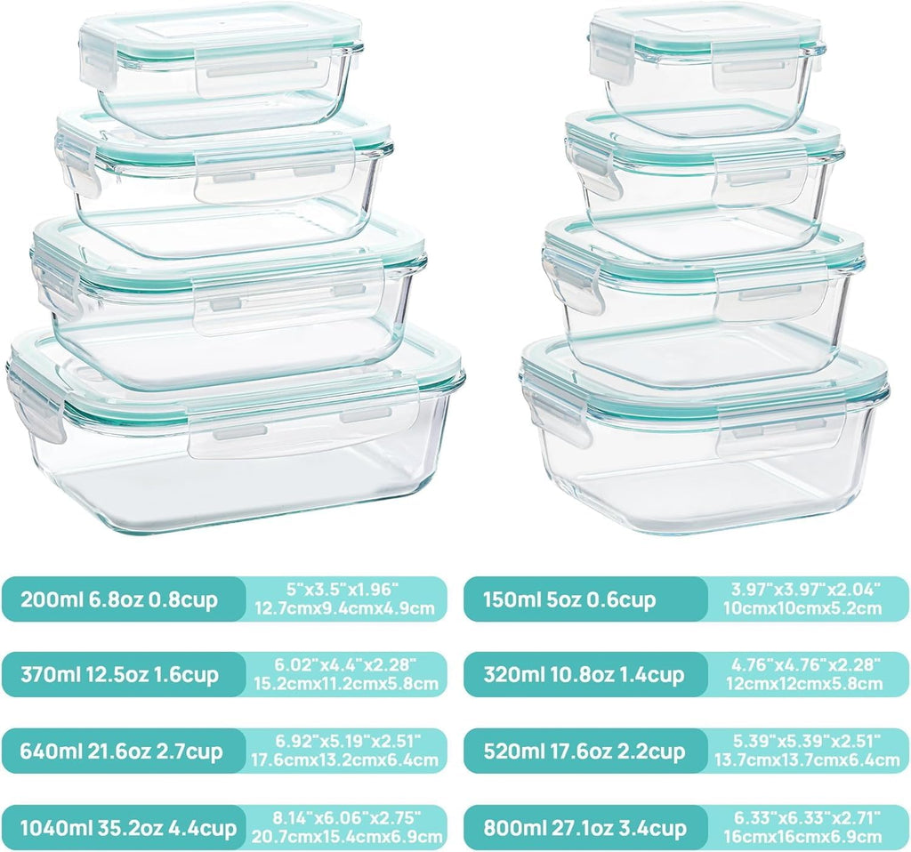 Vtopmart glass meal prep containers in four sizes stacked