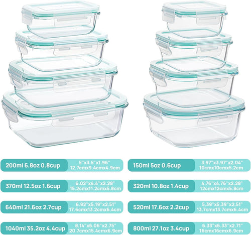 Vtopmart glass meal prep containers in four sizes stacked