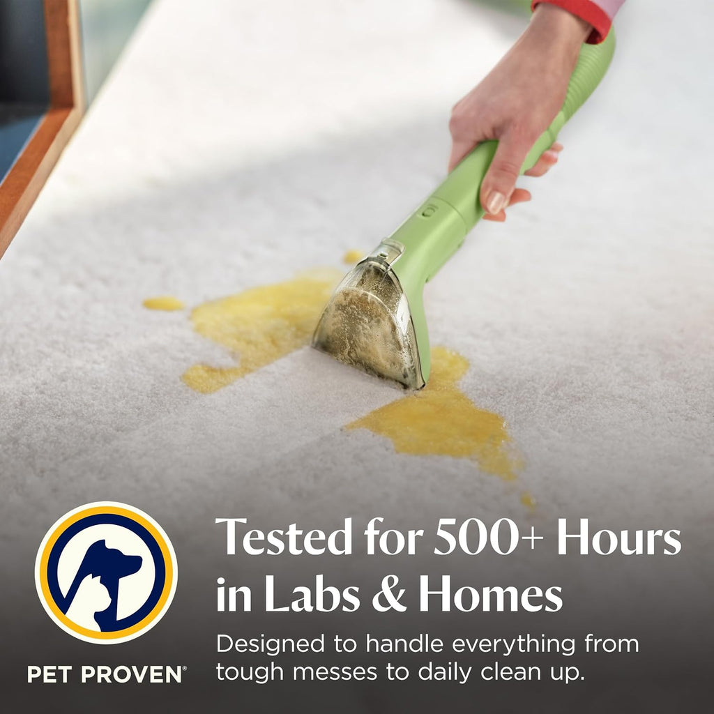 BISSELL Little Green Mini cleaning a pet mess on carpet