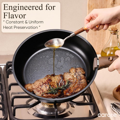 Cooking in a CAROTE frying pan on a gas stove