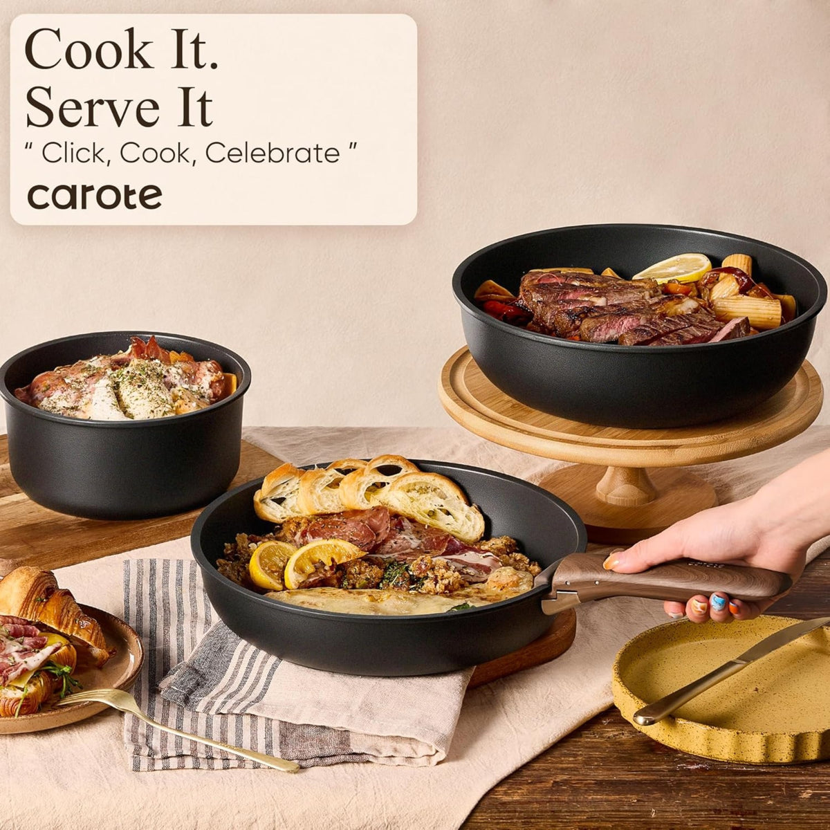 CAROTE pans used to serve food at the table