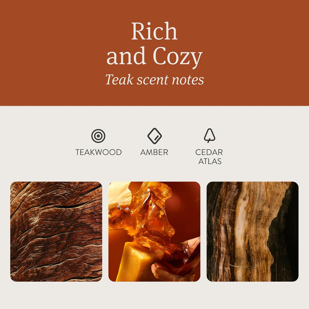 Drift Rich and Cozy teak scent notes