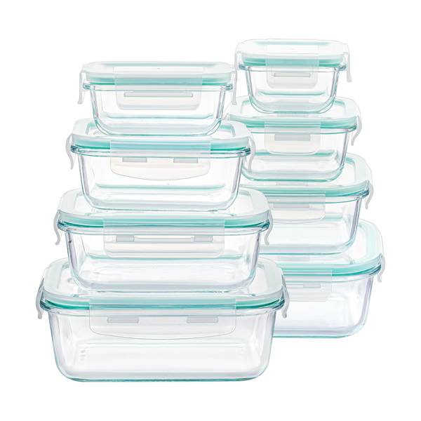 Vtopmart 8-piece glass food storage containers with locking lids