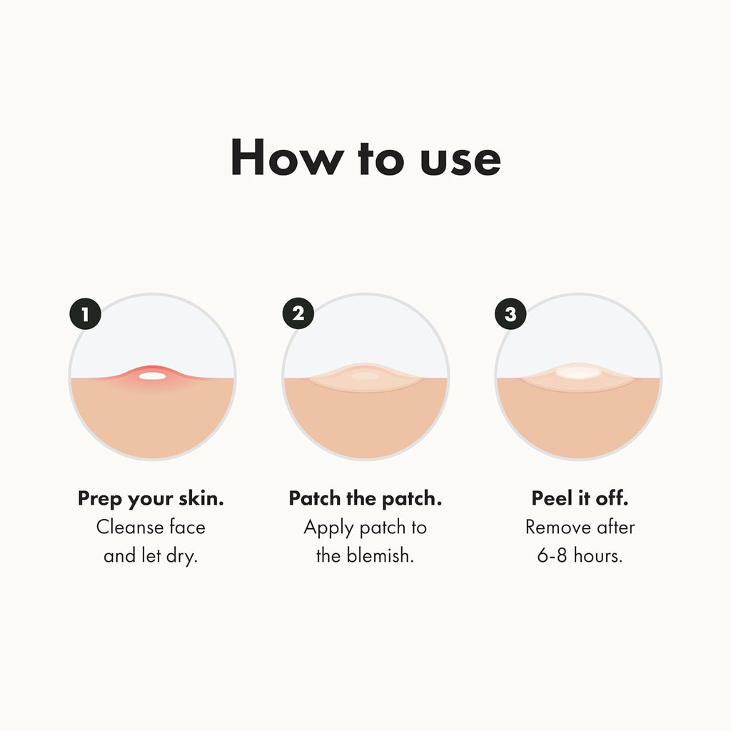 How to use Mighty Patch: clean skin, apply patch, peel off