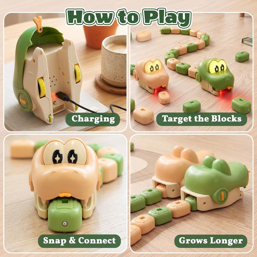 How to play: charge, target the blocks, snap and connect, grow longer