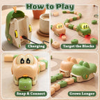 How to play: charge, target the blocks, snap and connect, grow longer