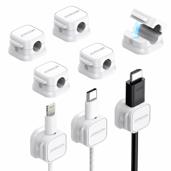 JOYROOM magnetic cable clips holding USB charging cables, 9 pack