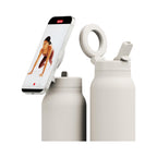 RINGO PRO ivory water bottle with a phone attached to the magnetic mount