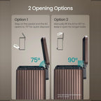 Pedal opens the lid to 75 degrees or lift it to 90 degrees to keep it open