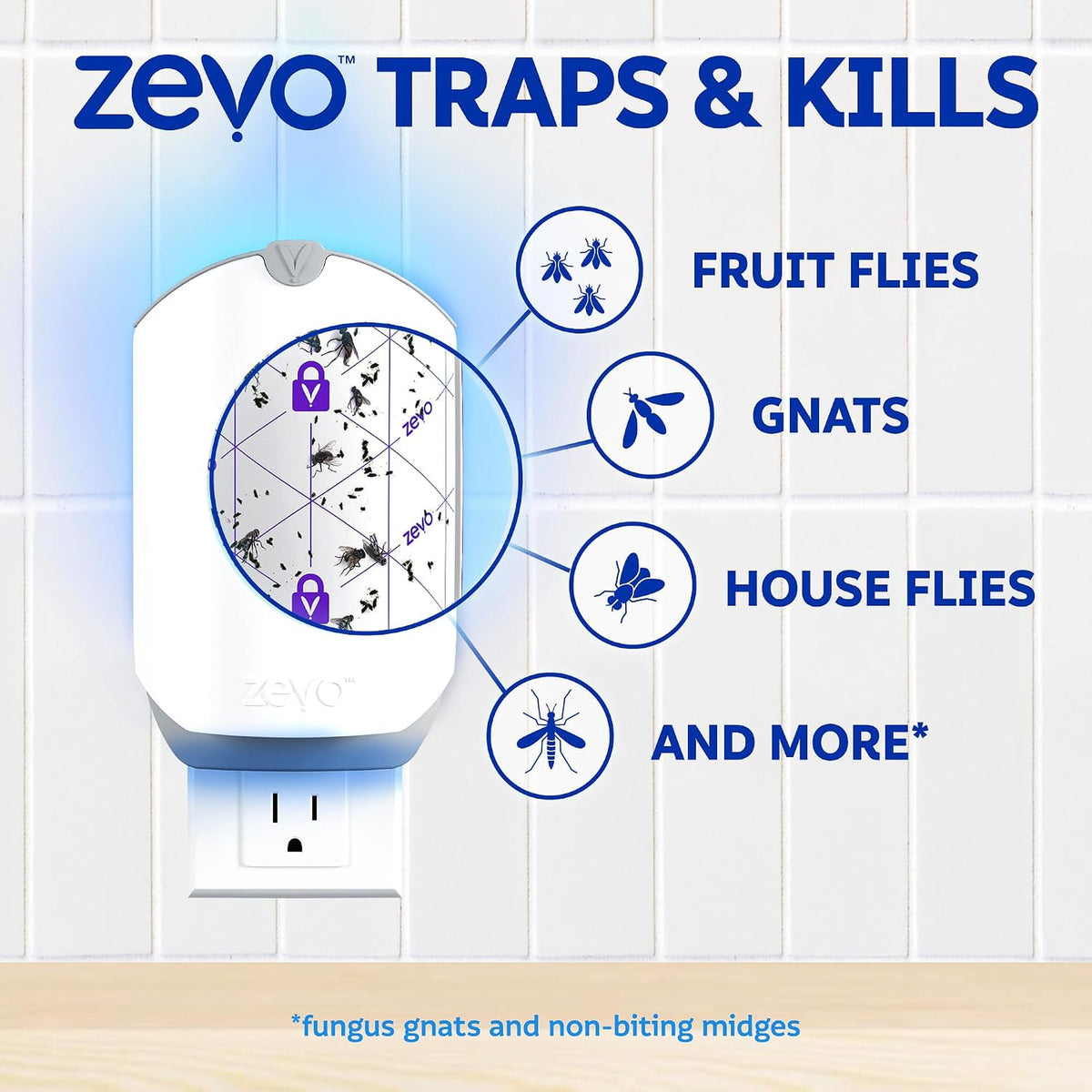 Zevo trap catches fruit flies, gnats, house flies and more